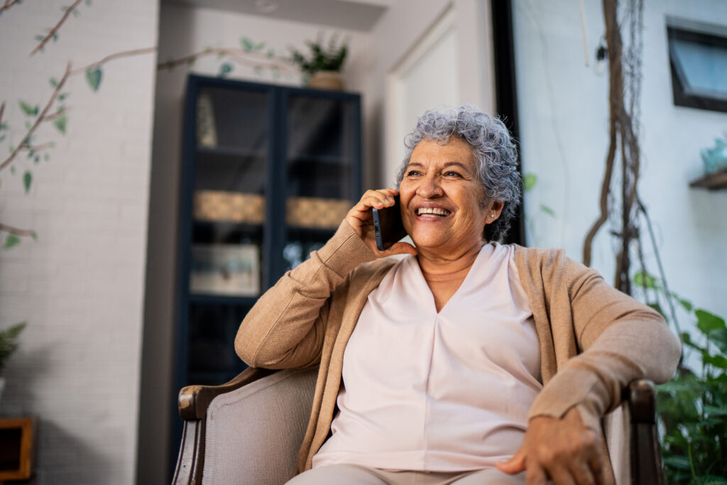 Old woman on phone